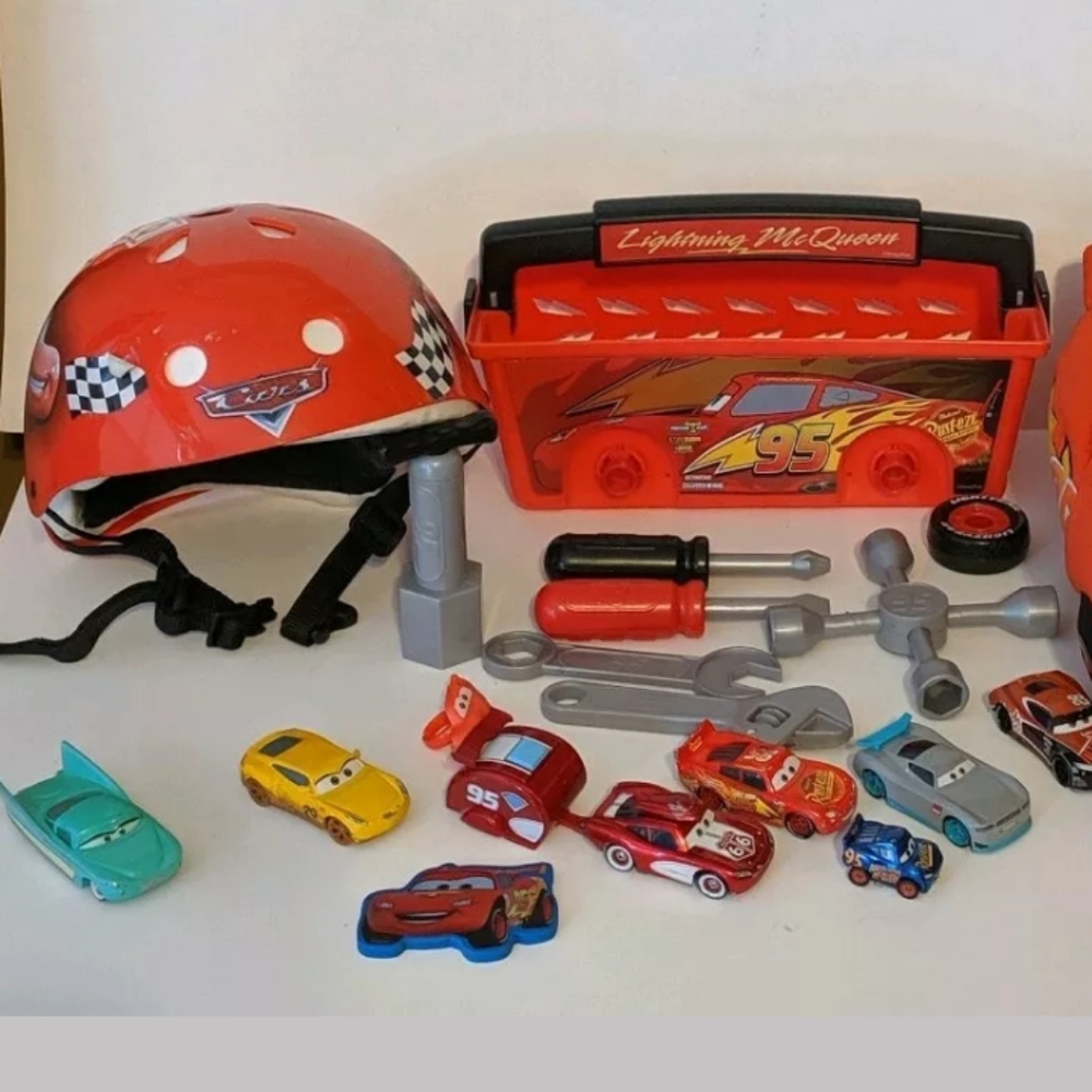 8 piece Disney Pixar CARS, tool box & helmet